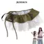 Váy ren kẻ sọc JK và bông tai kẹp Y2K, bộ quà tặng hai lớp với mini dress