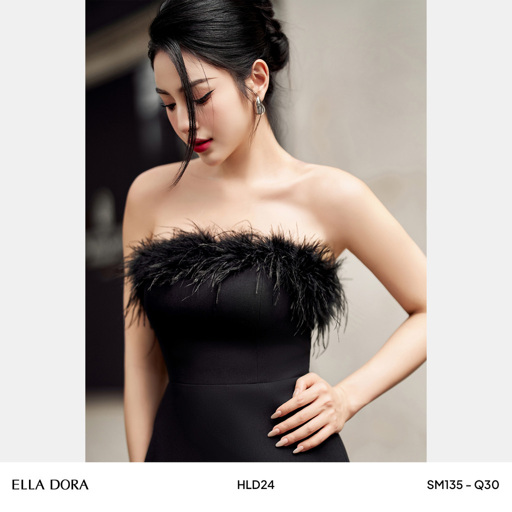 Áo cúp ngực nữ ELLA DORA peplum phối lông 2 lớp form gọn tôn dáng sang trọng  thanh lịch [SM135]