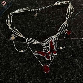 [PCW-T] Vintage Y2K Nelace Dành Cho Nữ Thời Trang Nhung Bướm sel Cổ Pha Lê Ne Chain Gothic Dây Xích