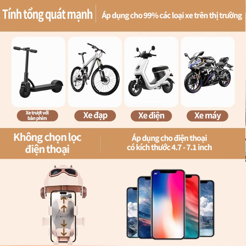 Giá đỡ điện thoai xe máy – xe đạp: Xoay 360° linh hoạt, Chống Sốc, bền bỉ dưới nắng mưa – Lắp đặt chắc chắn