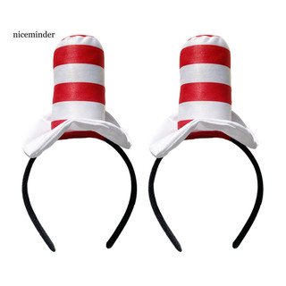 ZNCE _ Cat in the Hat Phụ kiện trang phục Dr Seuss Băng đô 1 hoặc 2 chiếc Dr Seuss Cat the Hat Băng đô Mũ sọc trắng Phụ kiện trang phục hóa trang cho bữa tiệc Halloween Sự kiện trường học