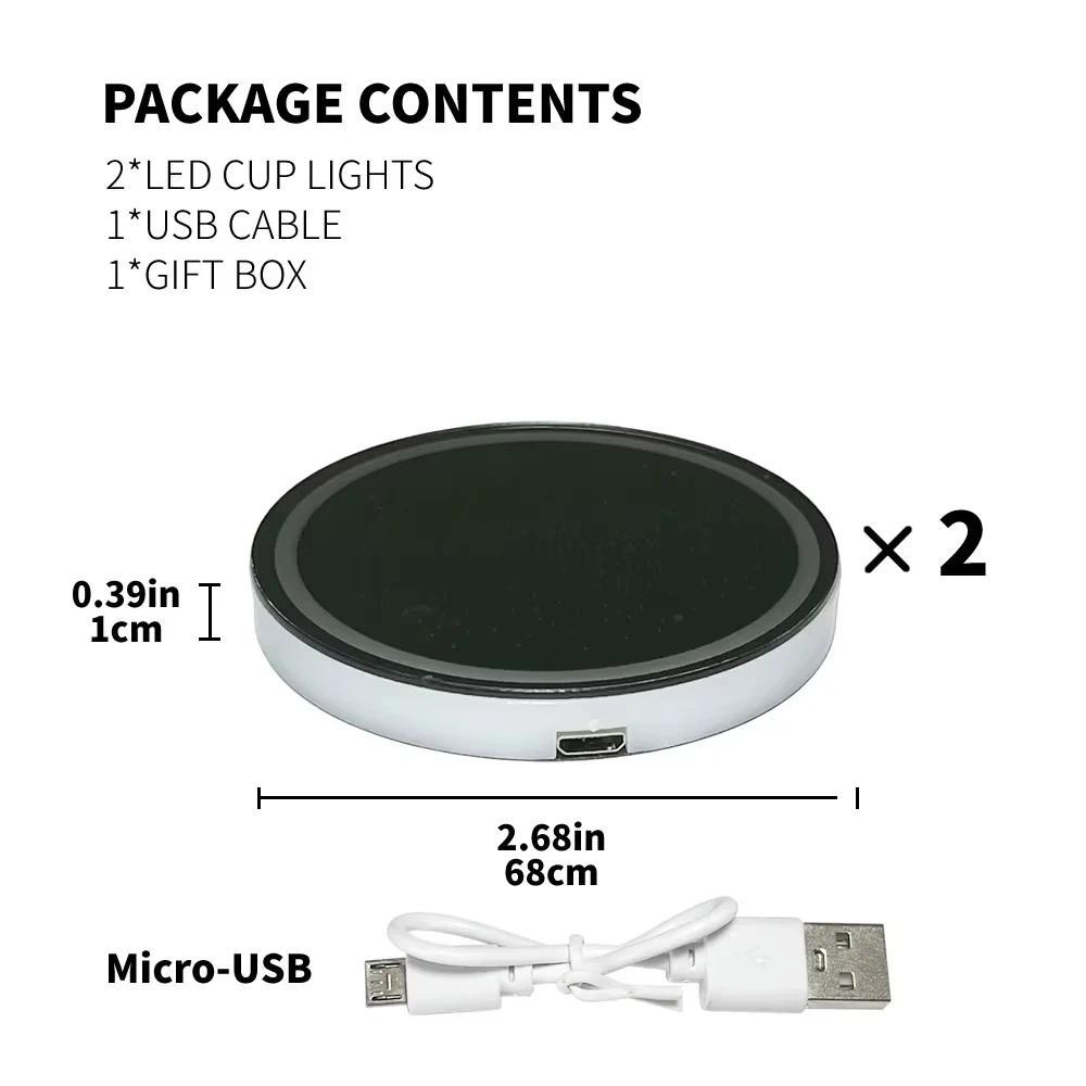 [Sẵn sàng] 1 / 2 Giá đỡ cốc LED có thể sạc lại 7 màu Đèn thay đổi đế lót ly ô tô Chai khí quyển Phụ kiện ô tô dành cho thanh thiếu niên