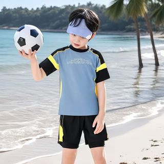 Đồ bơi bé trai 2 mảnh - áo ngắn tay quần short nhanh khô phong cách thể thao đi biển