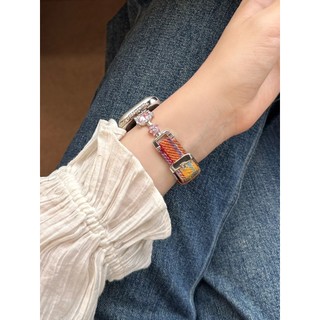 Dây đeo đồng hồ vải kim cương Hello Kitty Thích hợp cho iwatch S11 10 9 8 utrra 7 6 5 4 SE 3 2 1 Size 38mm40mm41mm42mm44mm46mm49mm