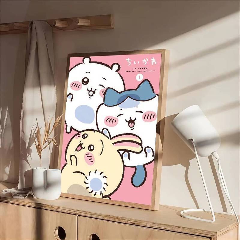 Phổ Biến Nhân Vật Dễ Thương Chiikawa Phim Poster Canvas Tranh Nghệ Thuật Nhà Trang Trí Tường Canvas Poster