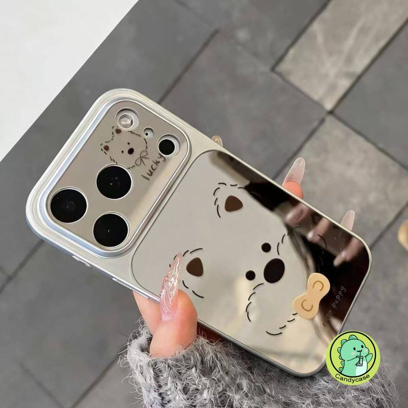 Ốp Điện Thoại Gương Bạc Cho OPPO Reno 15C 15 Pro Max Mini 14 13 Pro Find X9 X8S X8 Plus Pro Ultra K12X 5G 4G Vỏ Sang Trọng Hoạt Hình Dễ Thương Westie Puppy Vỏ Mềm