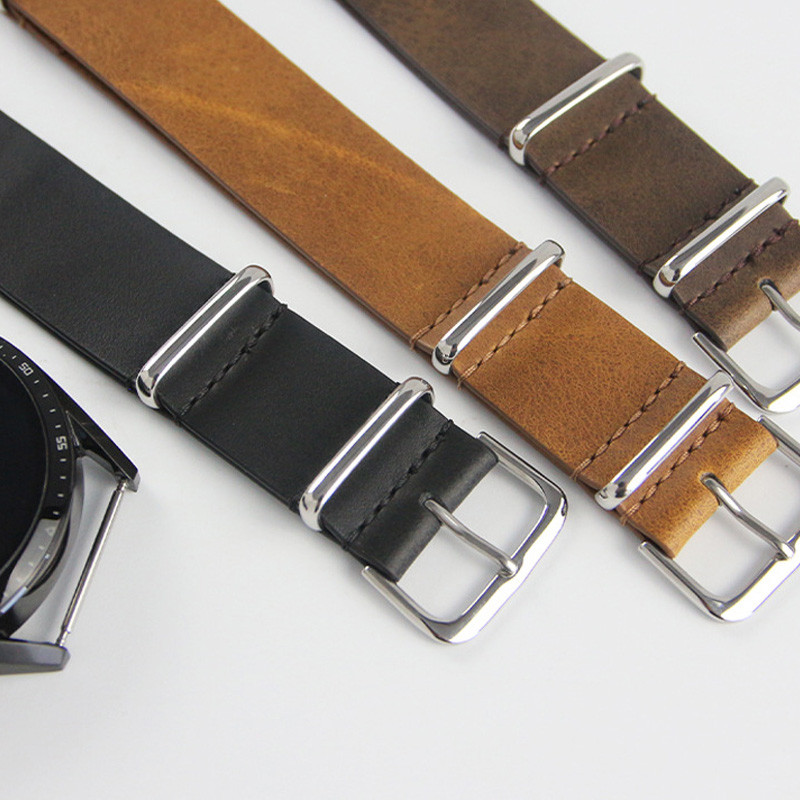 Dây đeo đồng hồ bằng da NATO cổ điển siêu mỏng 18 / 20 / 22mm – Dây đeo đồng hồ đeo tay đơn da bò sọc cao cấp Vòng đeo tay cổ điển màu nâu dành cho nam nữ