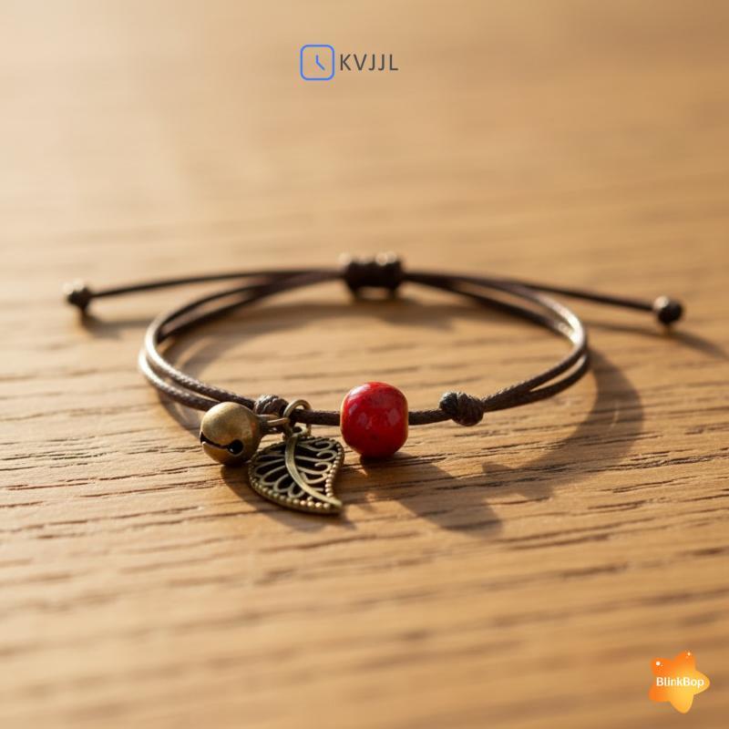 Vòng chân gốm đa màu dành cho nữ, chuông lá đồng cổ điển, phong cách boho, phù hợp làm quà tặng cho bữa tiệc bãi biển.