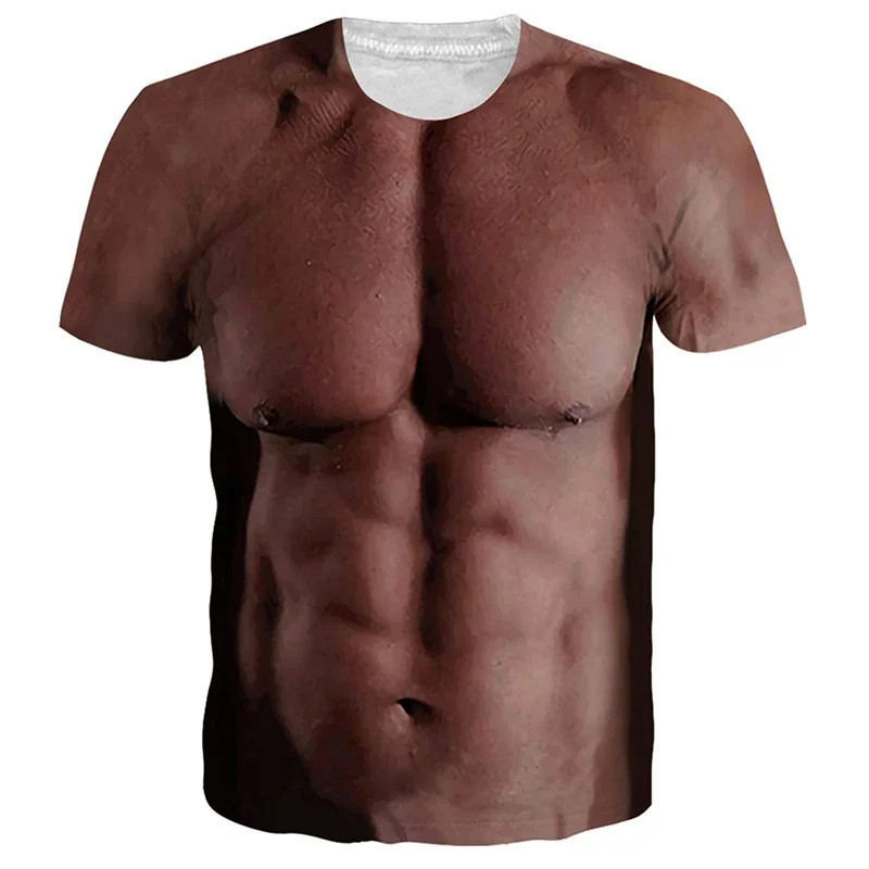Áo thun unisex in hình cơ bắp 3D đáng yêu - Áo ngắn tay mới lạ