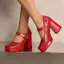 VNMZGG34-39 Size Size Lớn Pháp Mary Jane Mũi Vuông Dày Gót Da Nhỏ Bằng Sáng Chế Cao Cấp Da Màu Sắc Phù Hợp Với Tất Cả Trận Đấu Giày Đơn Nữ