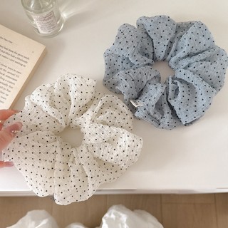 Kovoi Scrunchy Gạc Tươi Chấm Bi - Phù Hợp Cho Đuôi Ngựa và Style Lười