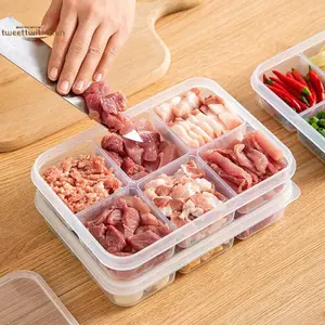 TRTR Trong Suốt 4 / 6 Lưới Hộp Bảo Quản Tủ Lạnh Dung Tích Lớn Hộp Bảo Quản Thịt Đông Lạnh Ngăn Thực Phẩm Dụng Cụ Nhà Bếp VN