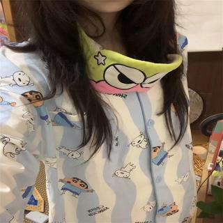 Hoạt Hình Nhật Bản Dễ Thương Crayon Shin-Chan Bộ Đồ Ngủ Nữ Mùa Xuân Dài Tay Quần Ký Túc Xá Sinh Viên Bộ Dịch Vụ Gia Đình Hoạt Hình Nhật Bản Dễ Thương Crayon Shin-Chan Bộ Đồ Ngủ Nữ Mùa Xuân Dài Tay Trou