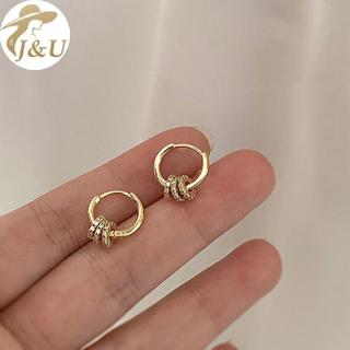 Ju hình học bánh răng vòng tròn, bông tai nữ thời trang Hàn Quốc với zircon