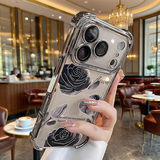 Ốp Điện Thoại Hoa Đen Cho Realme Note 70 70T 60 50 C71 C75 C75X C63 C61 C55 C53 C51 C30 C30S 6i 5i 5 Mềm Chống Rơi Trong Suốt