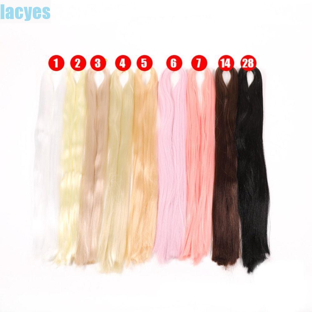 LACYES BJD SD tóc giả sợi ngang đen cho búp bê 80cm, móc handmade, chất lụa sữa