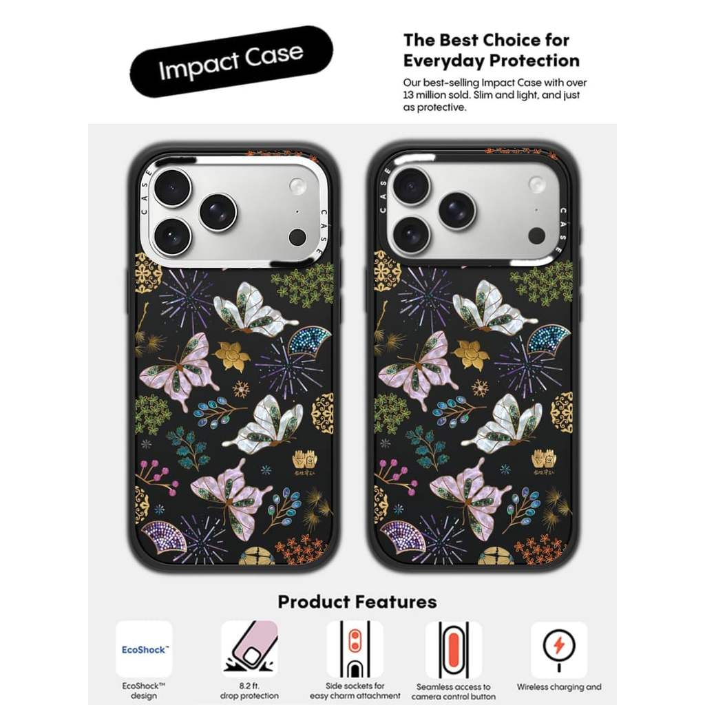 CASECASE X SHANGHCHENGSHI Ốp điện thoại hình con bướm may mắn Phiên bản vòng máy ảnh màu đen mờ cứng hút từ tính Vỏ tác động cho Apple IPhone 13 14 15 16 17 Pro Max Air Plus