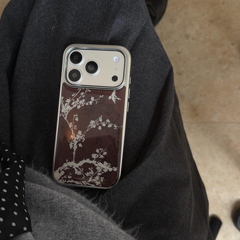 Ốp Lưng Cứng Tương Thích Với iPhone 13 14 14Pro 14ProMax 15 15Pro 15ProMax 16 16Pro 16ProMax 17 17Pro 17ProMax Ốp Họa Tiết Cây Hoa Trắng