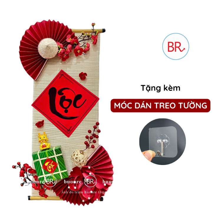 [HỎA TỐC HCM] [TẶNG MÓC TREO] Set nguyên liệu Mành Tre câu đối Bình An Phú Qúy, Phụ kiện DIY mành trang trí nhà cửa Tết