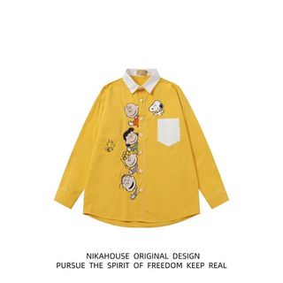 Dễ thương áo sơ mi dài tay Snoopy với hình hoạt hình mới lạ