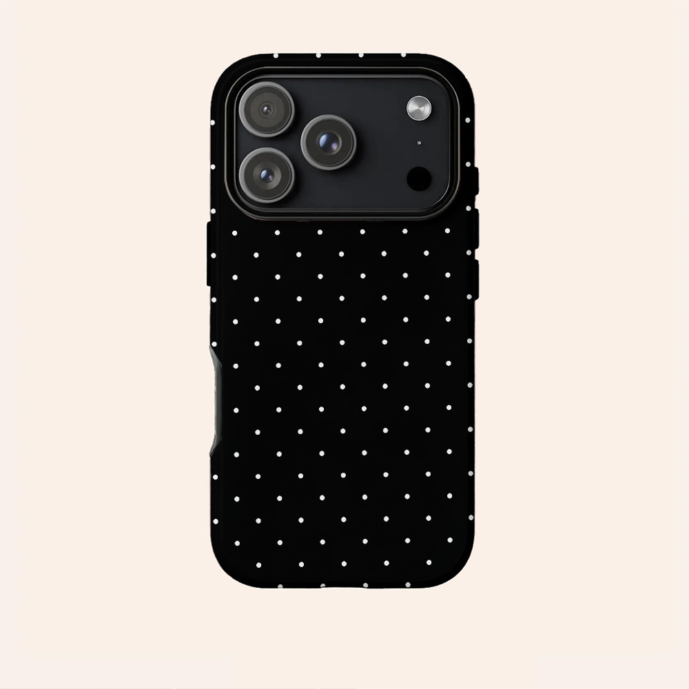 Họa tiết chấm bi màu đen đơn giản Thích hợp cho iPhone 17Promax 16Pro 15 11 12 13 14 xs XR 17Air Vỏ cứng hai lớp chống sốc NCNJ