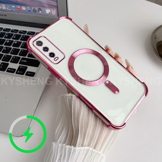 Thích hợp cho vỏ điện thoại VIVO Y70S TPU sạc từ tính bốn góc chống rơi vỏ mềm trong suốt WBQ 000