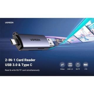 Đầu đọc thẻ SD TF chân cắm USB Type C UGREEN CM185 Kết nối OTG | Thiết kế nhỏ gọn 50706 - Chính Hãng