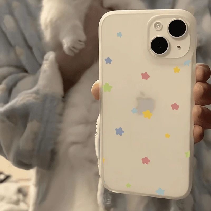 Ngôi sao màu sắc phù hợp với vỏ điện thoại 16PROMAX, iPhone 17, thú vị, vỏ mềm 15, vỏ mờ 14, vỏ có nhiều lỗ 13