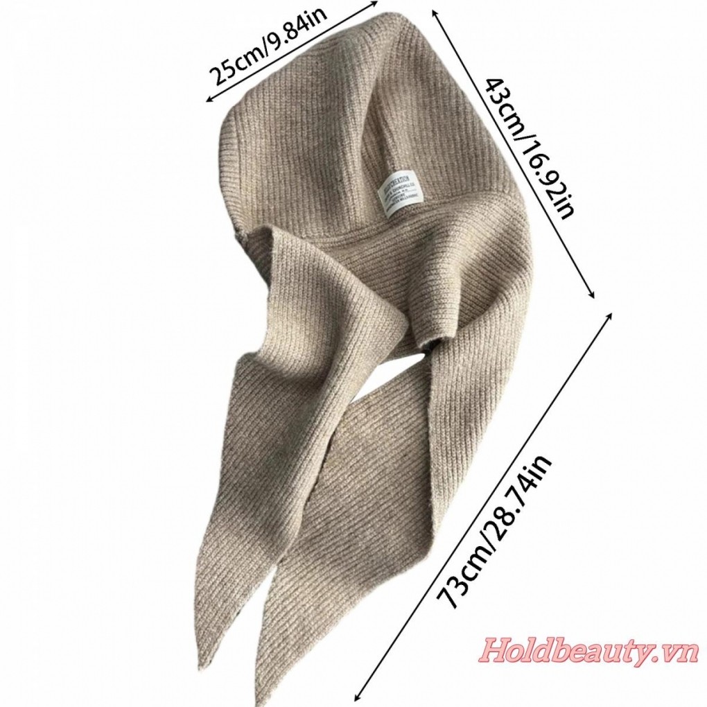 Mũ dệt kim và khăn quàng cổ có gân màu trơn, phù hợp mùa đông,style sành điệu