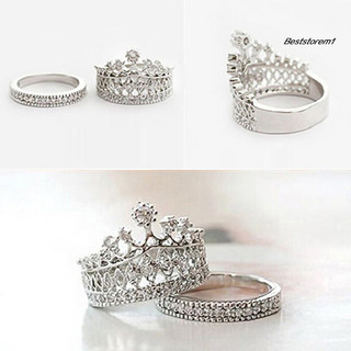 <BSTO> Set 2 chiếc nhẫn đính đá hình vương miện thời trang cho nữ