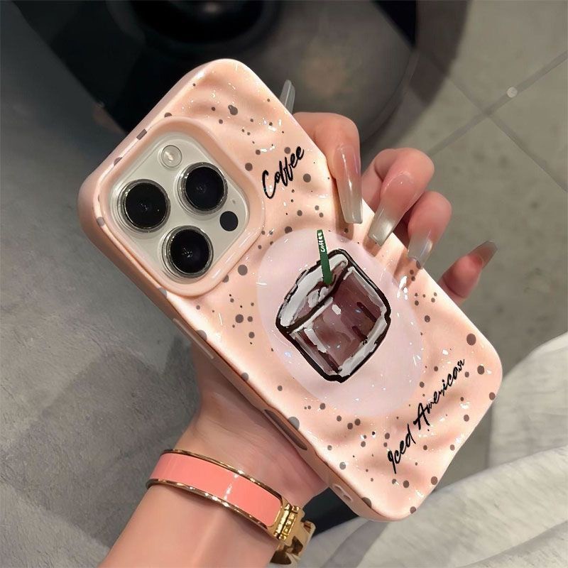 Graffiti cà phê cho iPhone17 thiên thạch vân iPhone15pro trường hợp điện thoại 16promax mới 13pro soft case