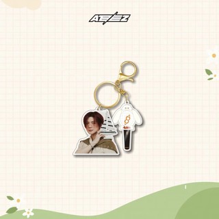 Kpop ATEEZ Keychain 2pcs/Set ANITEEZ Character Acrylic Printing Pendant