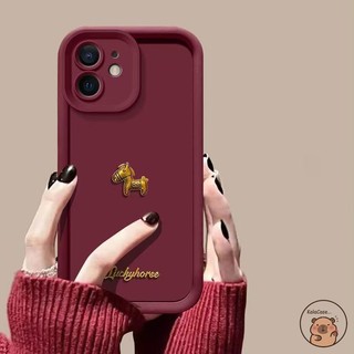 Dành Cho Xiaomi 17 15T 15 15s Pro Ultra Xiaomi17 Xiaomi15T Ốp Điện Thoại 2026 3D Stereo Vàng Ngựa May Mắn Rượu Vang Đỏ Tết Nguyên Đán Hoạt Hình Dễ Thương Chống Rơi Vỏ Mềm