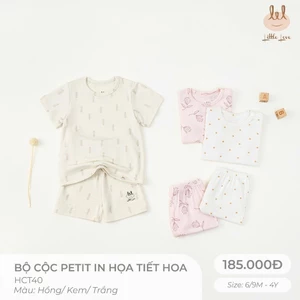 BỘ CỘC TAY VẢI PETIT HỌA TIẾT [ SIÊU MỀM, MÁT, MỊN CO DÃN VÀ THẤM HÚT) SZ CHO BÉ TỪ 6M -4Y (HCT40)