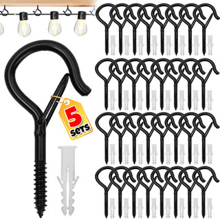 1 / 3 / 5 Bộ Móc Trần Hình Chữ Q Có Khóa An Toàn - Móc Vít Chống Gió Để Treo Đèn Dây Ngoài Trời, Đèn Giáng Sinh, Cây