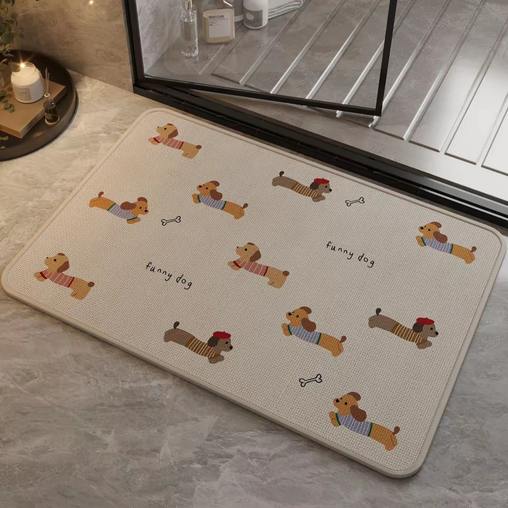 [Cún Con Chữa Lành] Thảm Lau Chân Vải Lanh Hình Chó Con Hoạt Hình - Thấm Hút Nước Thần Tốc Khô Nhanh Chống Trượt & Chống Bám Bẩn Cho Nhà Vệ Sinh