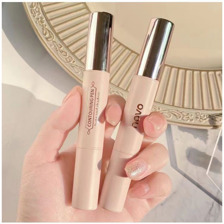 Bút Highlight Tạo Khối 2 Đầu NOVO Dạng Thỏi Kem Bắt Sáng Tạo Khối Trang Điểm Gương Mặt 2 Trong 1