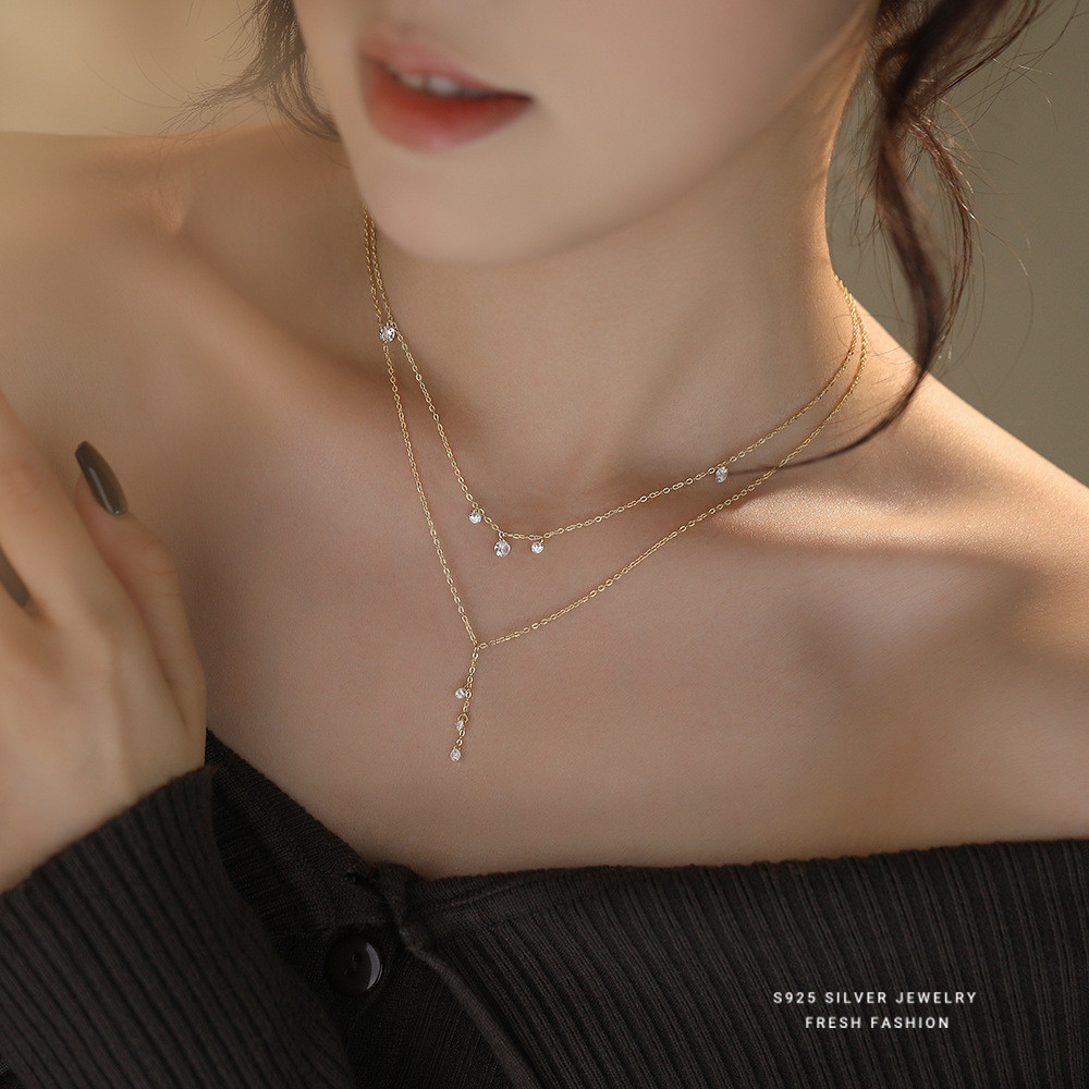 Dây chuyền xương đòn bầu trời đầy sao đa năng bạc s925