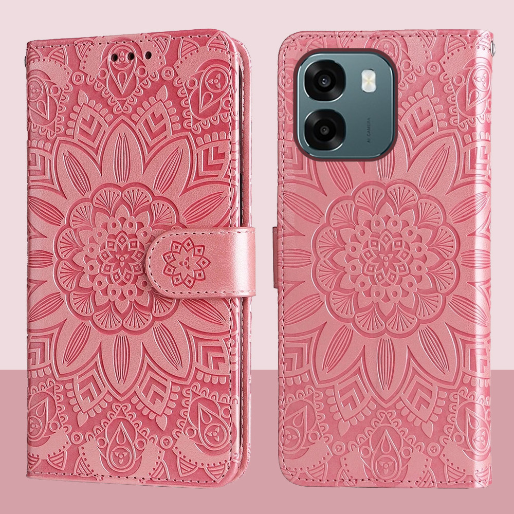 Ốp Lật Ví Da Từ Tính Cho OPPO A6T Pro 4G A6 A6X 4G 5G Vỏ Điện Thoại Hoa Hướng Dương Nổi
