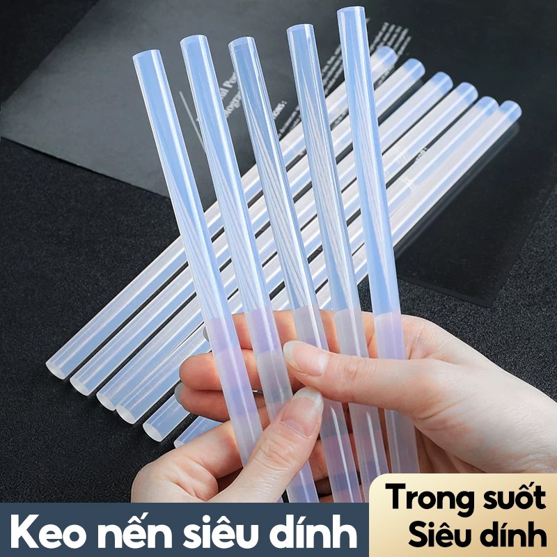Keo nến nhỏ bó 50 cây 0.7 * 25cm, hàng tốt - Chất liệu trong suốt siêu dính, phù hợp với mọi loại súng ắn keo thông dụng