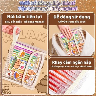 Bút Highlight học sinh nhiều màu cần thiết, bút kim tuyến sáng tạo, bộ sưu tập 12/24/36 cây đầy đủ