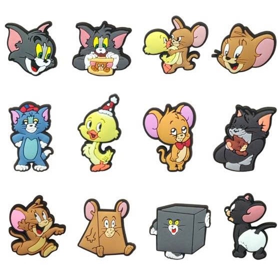 Set 12 Sticker/ Charm gắn dép Tom và Jerry
