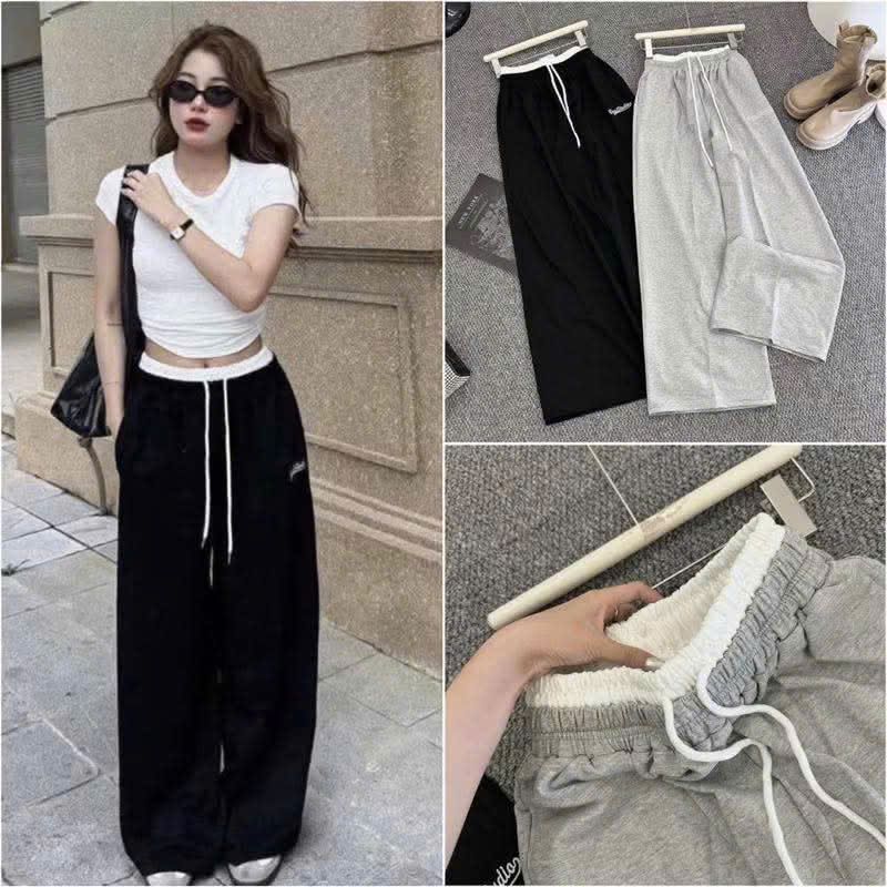 Quần suông ống rộng thê logo nhân mã dây rút gấu thời trang cực hot mặc quanh năm