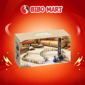 Bộ Đồ Chơi Tàu Hỏa Xếp Domino Tự Động Tích Hợp Đèn LED Sinh Động Cho Bé - Bibomart