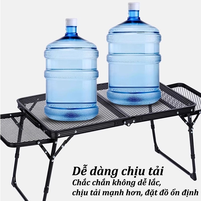 Bàn cắm trại, bàn lưới cắm trại gấp, có thể điều chỉnh chiều cao, bàn cắm trại di động, nhẹ và dễ mang theo