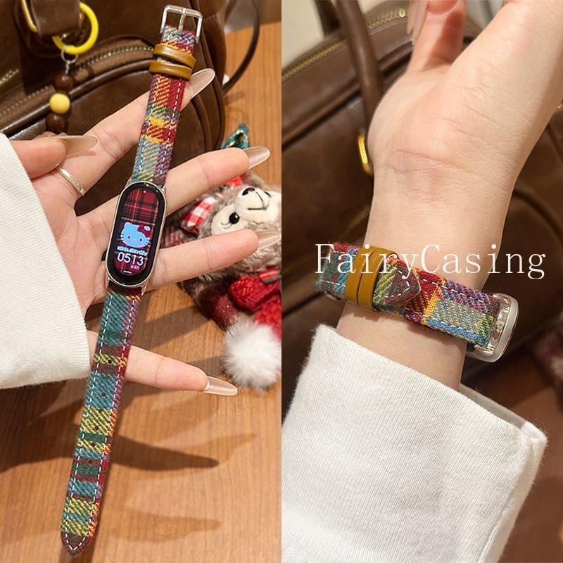 Dây đeo mềm da PU kẻ sọc cầu vồng mỏng cho Xiaomi Mi Band 9 8 7 6 5 4 3 Dây đeo cổ tay cho Xiaomi Mi 10 9 8 pro Dây đeo thể thao