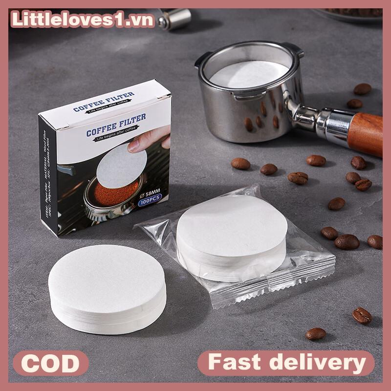 Littleloves1 51 / 53 / 58mm Giỏ Portafilter Giấy lọc cà phê cho máy pha cà phê Espresso 100 tờ Bộ lọc giấy cà phê tròn cho nồi Moka Phụ kiện cà phê VN