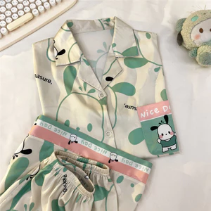 Shop Ice Silk Bộ Đồ Ngủ Nữ 2025 Mỏng Tay Ngắn Mùa Hè Lụa ins Phong Cách Hoạt Hình Homewear Phù Hợp Với