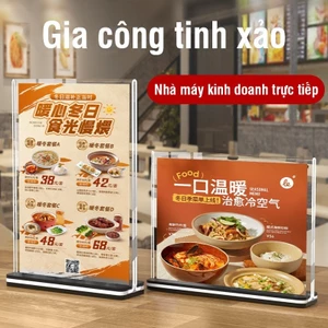 Bảng menu quán cà phê mica trong suốt – Kệ menu để bàn thẩm mỹ, dùng đặt QR thanh toán, QR gọi món