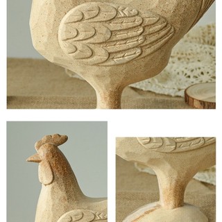 BRYVEN Tượng Động Vật Không Sơn, Vẽ Tay DIY Tượng Thỏ Gỗ, Sáng Tạo Vintage Động Vật Dễ Thương Gà Trống Tranh Hình Thỏ Sự Kiện Lễ Hội